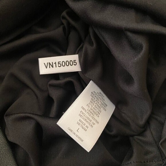 New York & Company Faux Leather Front Bow V-Neck Sleeveless Black Cocktail Dress - Picture 6 of 10